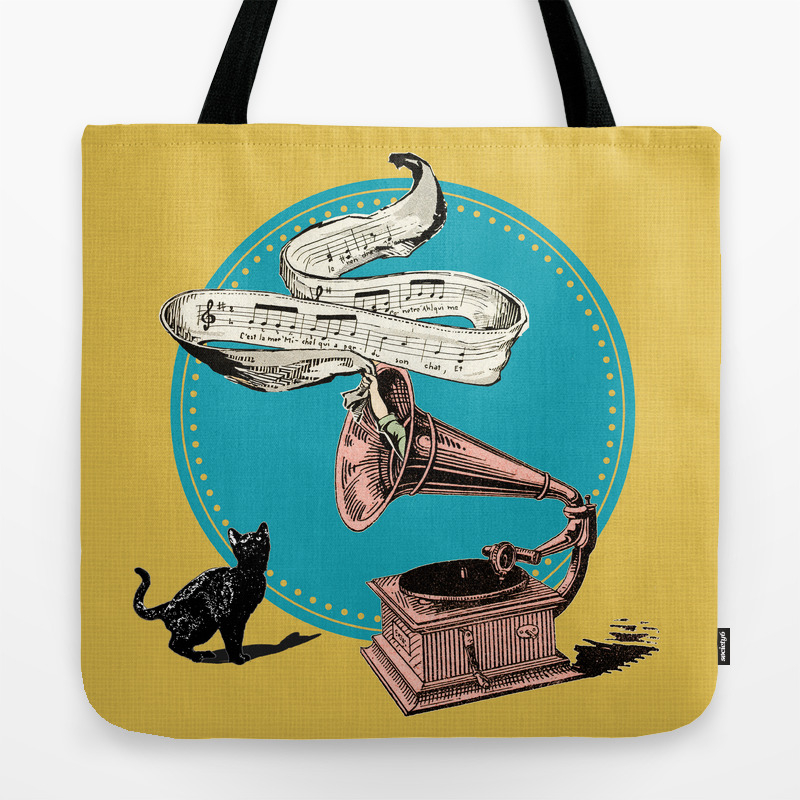 The Cat And The Song Cat Emerald Tote Bag By Chiccabesso Society6