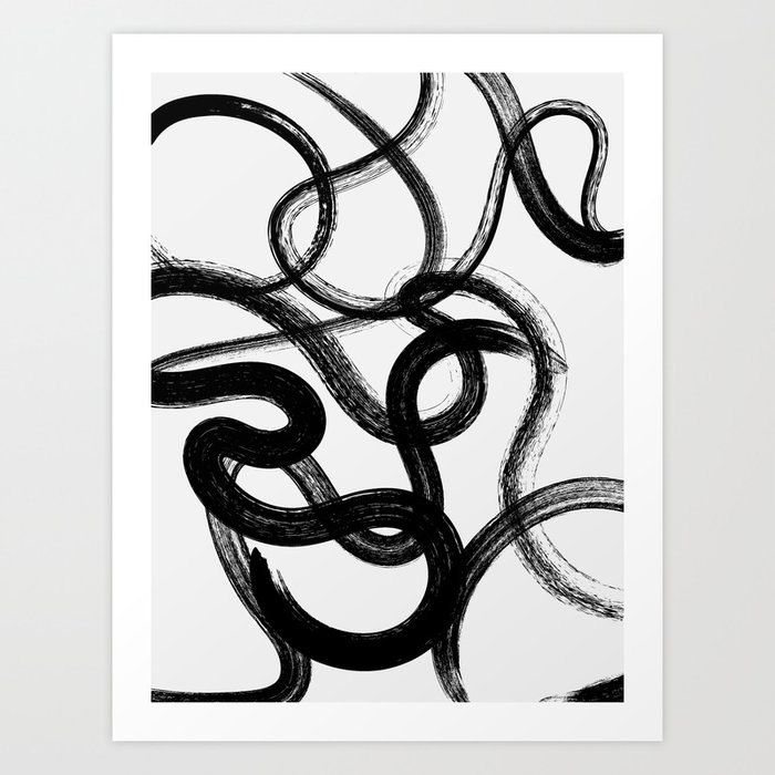 dancing lines - black white line art 2 Art Print