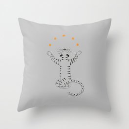 Tiger With Mandarins (grey) Throw Pillow