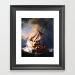 The Storm On The Sea Of Galilee Painting By Rembrandt Framed Art Print