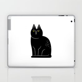 Creepy black cat cartoon animal illustration Laptop Skin