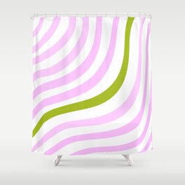 Pastel Pink and Green Stripes Shower Curtain