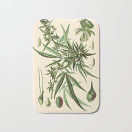 Cannabis Sativa - Vintage botanical illustration Bath Mat | Hemp, Publicdomain, Naturalist, Topseller, Drawing, Vintageillustration, Science, Botanist, Religious, Botany 