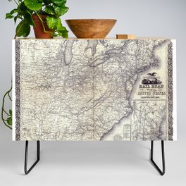 United States-Rail road map-1856 vintage pictorial map  Credenza