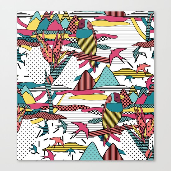 Pop art memphis 80's bird print Canvas Print
