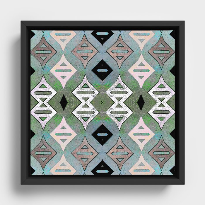 Modern Mystery Mud Cloth Sacred Geometry Print Framed Canvas