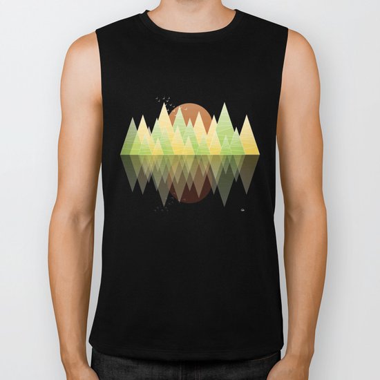 Geometric Lake Mountain II - Summer Biker Tank