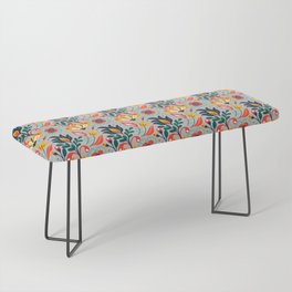 Colorful Floral Pattern On Light Grey Background Bench