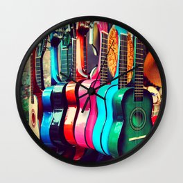 Guitar Photo Wall Clock | Music, Colorful, Rainbow, Southwestern, Digital, Musician, Guitars, Mexicanguitars, Photo 