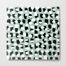 Spotted series abstract dashes mint black and white raw paint spots Metal Print | Scandinavian, Dalmatian, Watercolors, Strokes, Dashes, Painting, Pop, Modern, Animal, Spring 