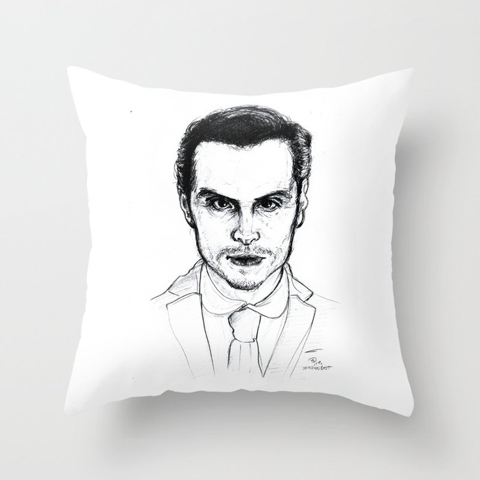 Andrew Scott As Jim Moriarty From Sherlock Etching Throw Pillow By Ieindigoeast