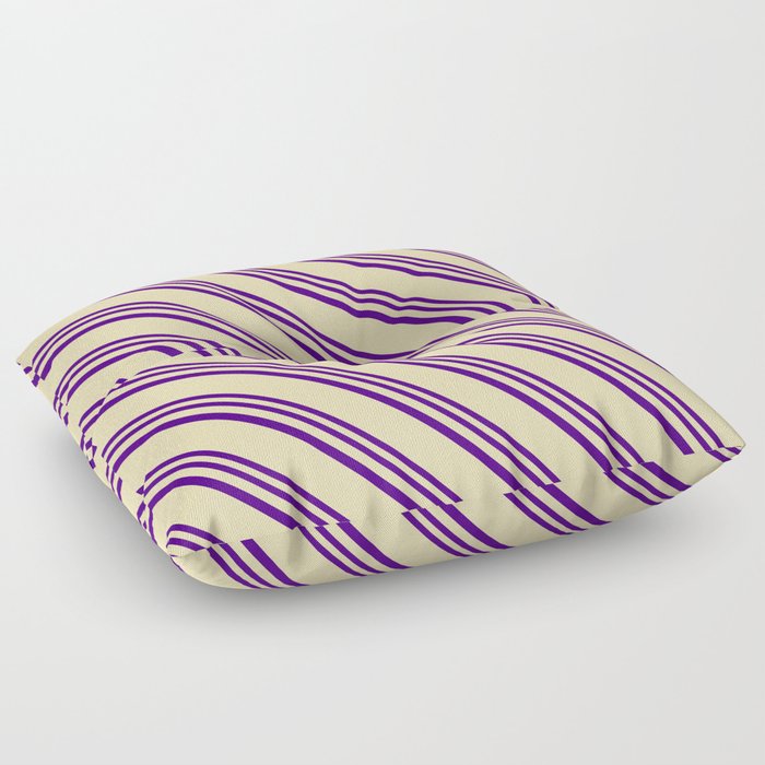 Indigo and Tan Colored Stripes/Lines Pattern Floor Pillow