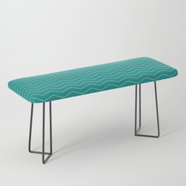 turquoise and gold zig zag geometric pattern Bench