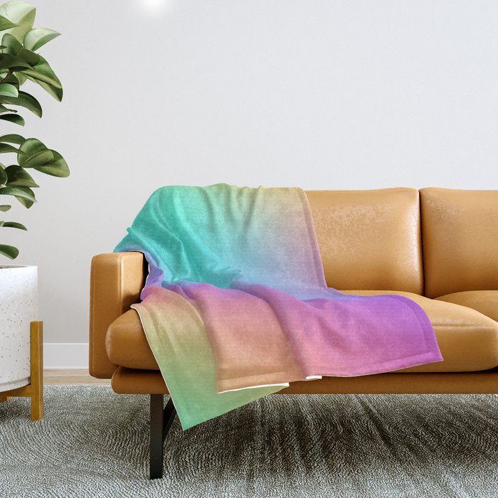 Bright Pastel Rainbow Gradient Throw Blanket