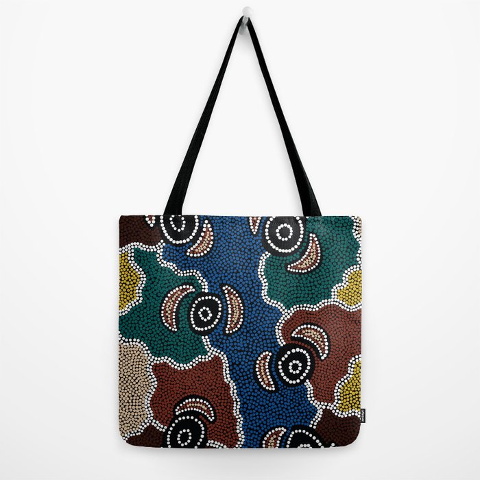 Authentic Aboriginal Art - Riverside Dreaming Tote Bag by Hogarth