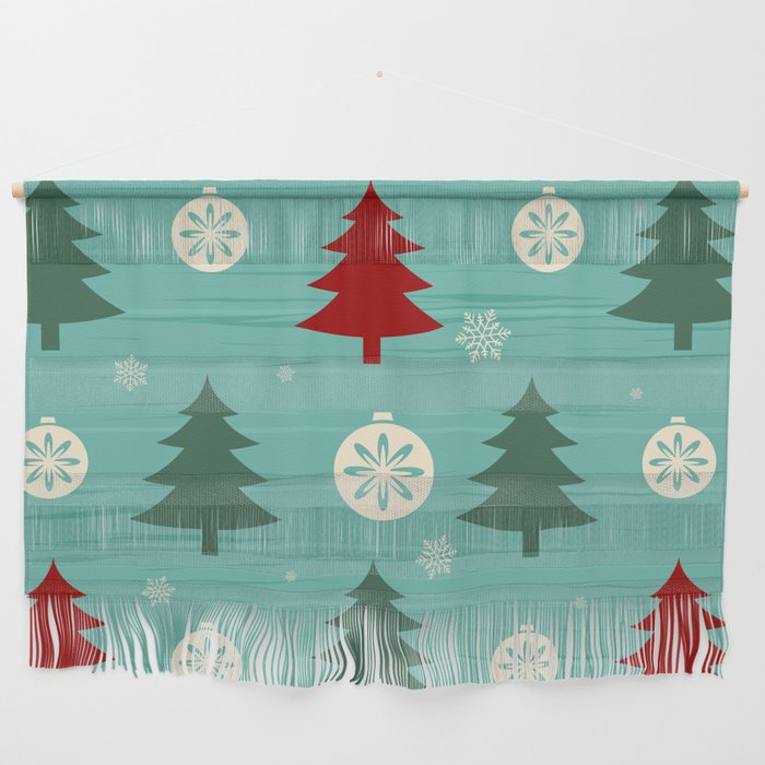 Christmas Pattern Retro Tree Bauble Wall Hanging