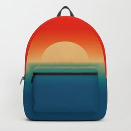 Minimalist Retro Sunset and Sea , 70s Sun in Vintage Rainbow Colors  Mid-century Modern Gradient Art Backpack