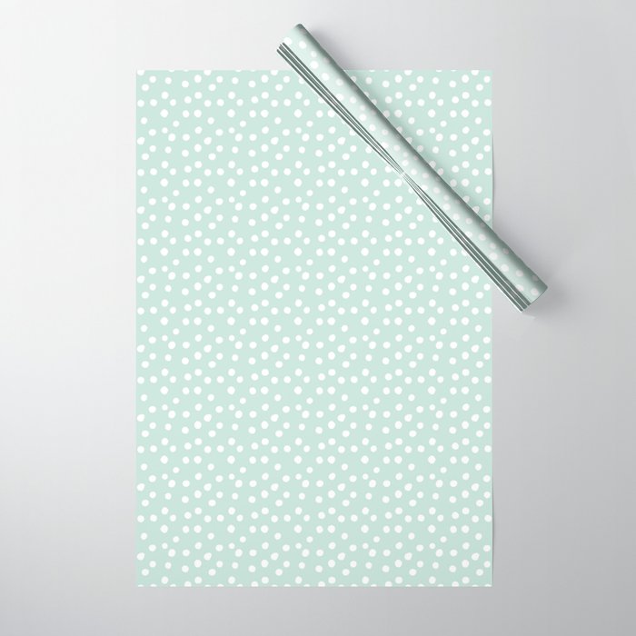 Mint Passion Thalertupfen White Pōlka Round Dots Pattern Pastels Wrapping Paper