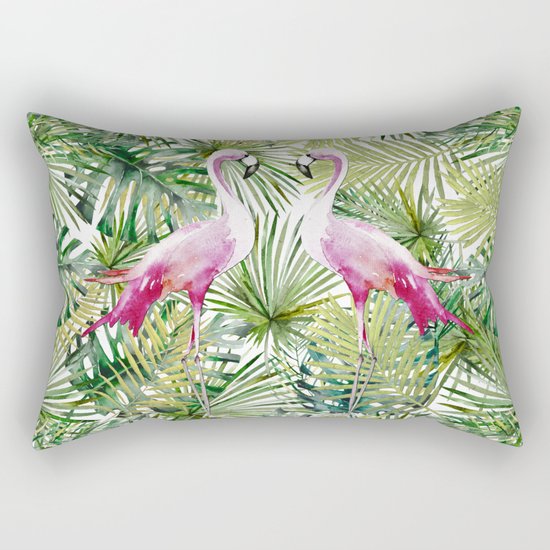 Aloha Flamingo Bird Animal in Jungle Rectangular Pillow
