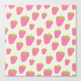 Cute Strawberries Pattern Canvas Print