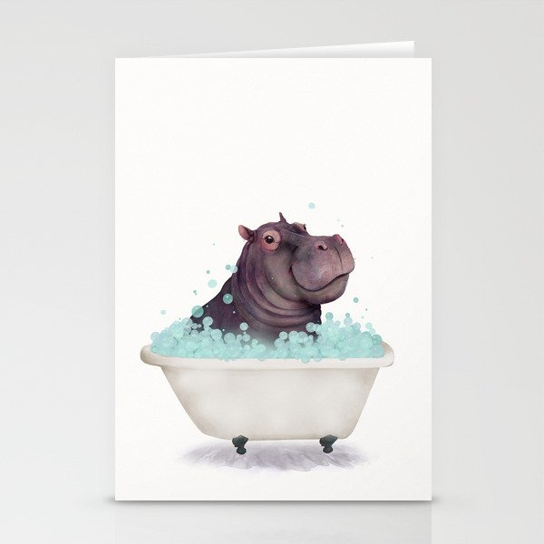 Hippo in the Bathtub  Stationery Cards