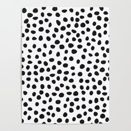 Hand Drawn Polka Dots, Spots Black &  White Poster