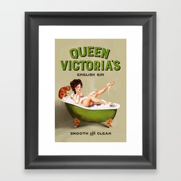 "Queen Victoria's English Gin" Cool Vintage Pinup Girl Alcohol Ad Wall Art Framed Art Print