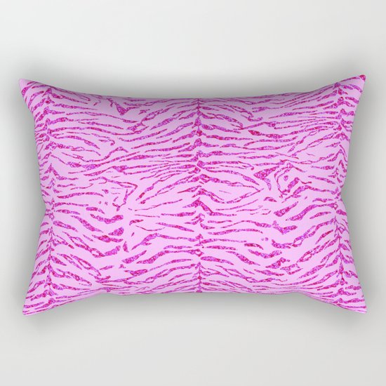 Light Pink Glitter Tiger Print Rectangular Pillow