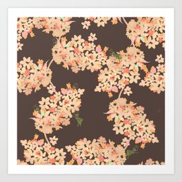 Spring of Crickets Art Print | Nature, Repeat, Style, Peach, Insect, Brown, Peace, Yellow, Pattern, Flower 