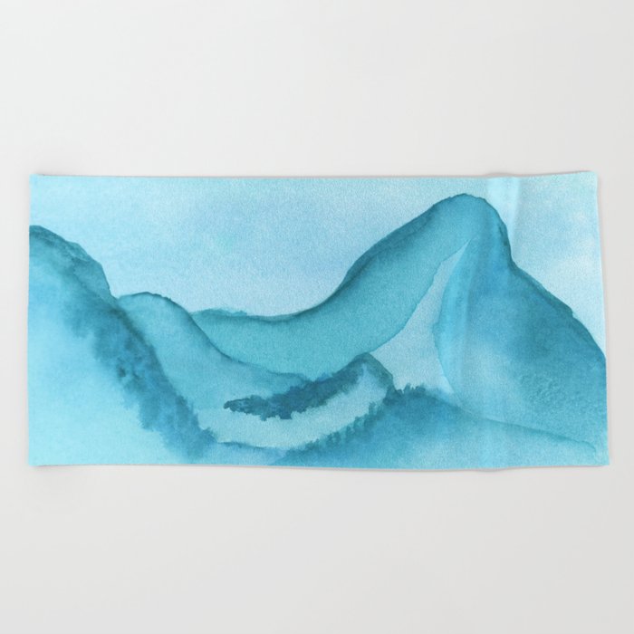 Soft Blue Mountain Landscape Beach Towel