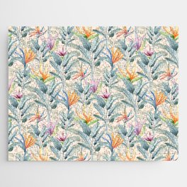 Watercolor Tropical Flowers and Leaves Jigsaw Puzzle