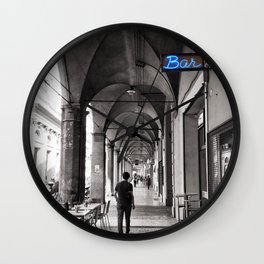 Black and white Bologna Street Photography Wall Clock