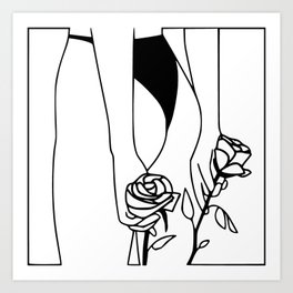 Butts and rose Art Print | Typography, Woman, Pants, Rose, Pattern, Acrylic, Flower, Underwear, Love, Heart 