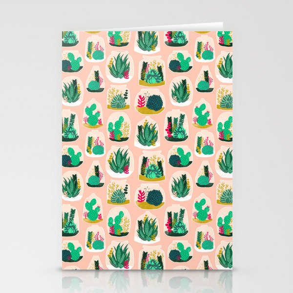 Terrariums - Cute little planters for succulents in repeat pattern by Andrea Lauren Stationery Cards