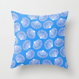 Blue Sea Scallop Shell Pattern Throw Pillow