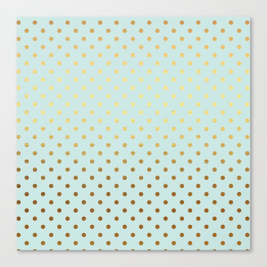 Gold polka dots on aqua background - Luxury turquoise pattern #Society6 Canvas Print