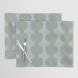 Aqua and Gold Mid Century Modern Abstract Ovals Placemat