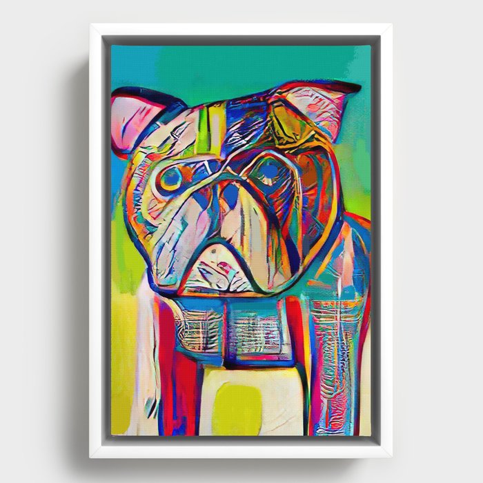 Urban Modern Art Pug Boston Dog Painting Bulldog Framed Canvas