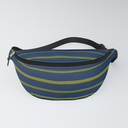 Slate Blue and Antique Green Gold Stripes Fanny Pack