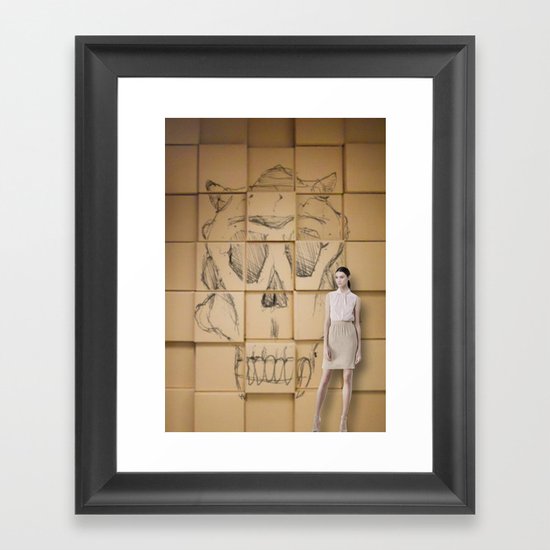 Space in Boxes with a model Framed Art Print
