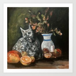 Cats, Fruits, and Flowers Art Print