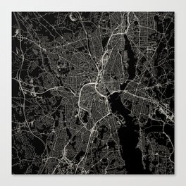 USA, Providence City Map - Black and White Canvas Print