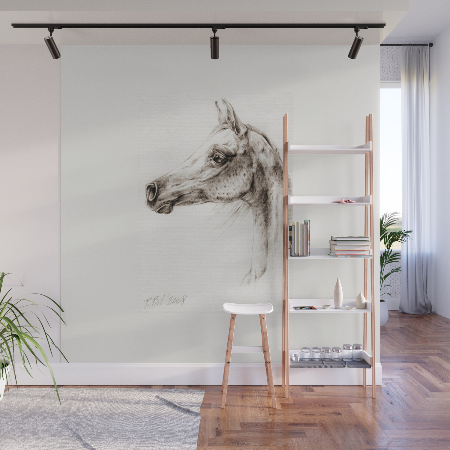 Arabian Horse Head Pencil Drawing Wall Mural By Canisart Society6