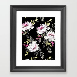 Black Floral Framed Art Print