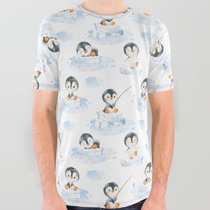 Arctic Baby Penguin All Over Graphic Tee