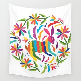 Mexican Otomí Rabbit by Akbaly Wall Tapestry