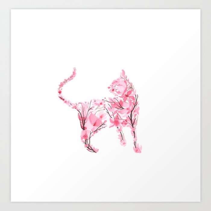 Cherry Blossom Cat 2 Art Print by Grxsy | Society6