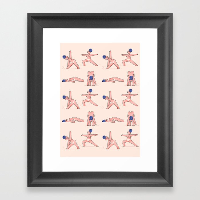 Almost Naked Sporty Chubbies Yoga Framed Art Print