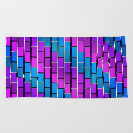 BRICK WALL #2 (Purples, Violets & Turquoises) Beach Towel