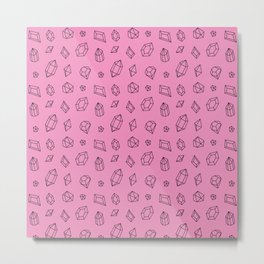 Pink and Black Gems Pattern Metal Print